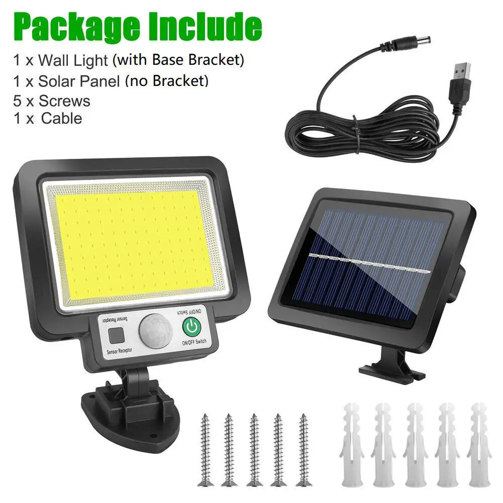 

117 COB Solar Light Outdoor Wall Lamp Motion Sensor Led Lights 3 Modes with Remote Control Waterproof Lamp for Garden Yard Decor