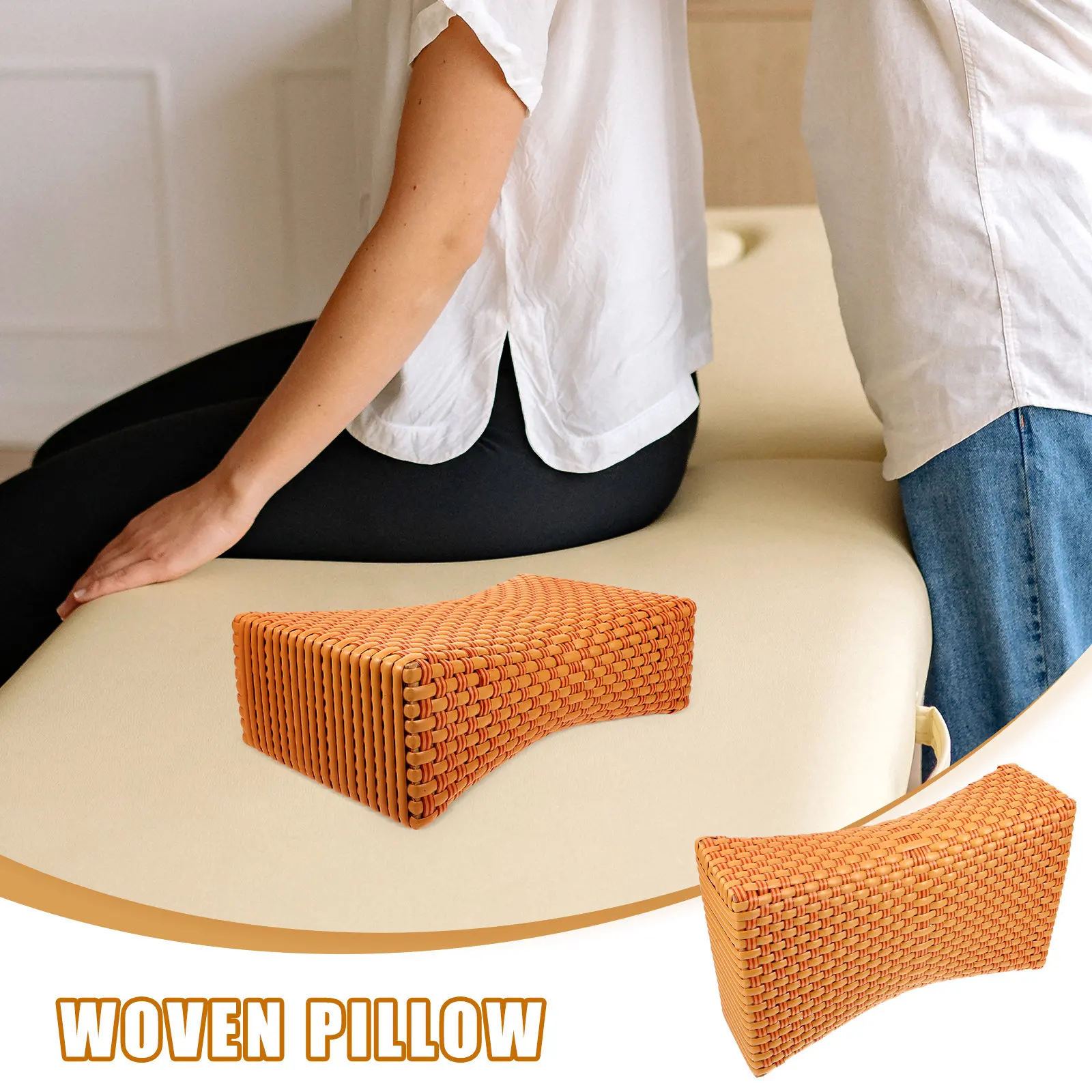 Cervical Bathtub Pillow Simulated Rattan Breathable Neck Cushion Neck Rest Support for Sauna Home Sleeping Sauna Pillow