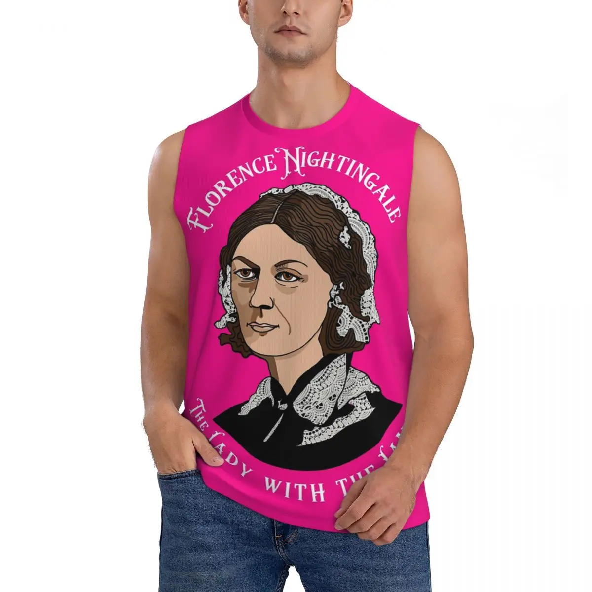 Florence Nightingale Nursing Pie Chart Pioneer Men Sleeveless Tank Tops Quick Dry Breathable Gym Fitness Running Sport Vest