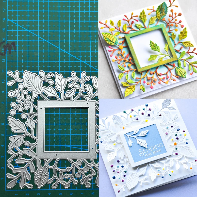 leaves frame Craft Dies Decor Metal Cutting Dies Scrapbooking stamps embossing paper Cards border template punch Stencils DIY