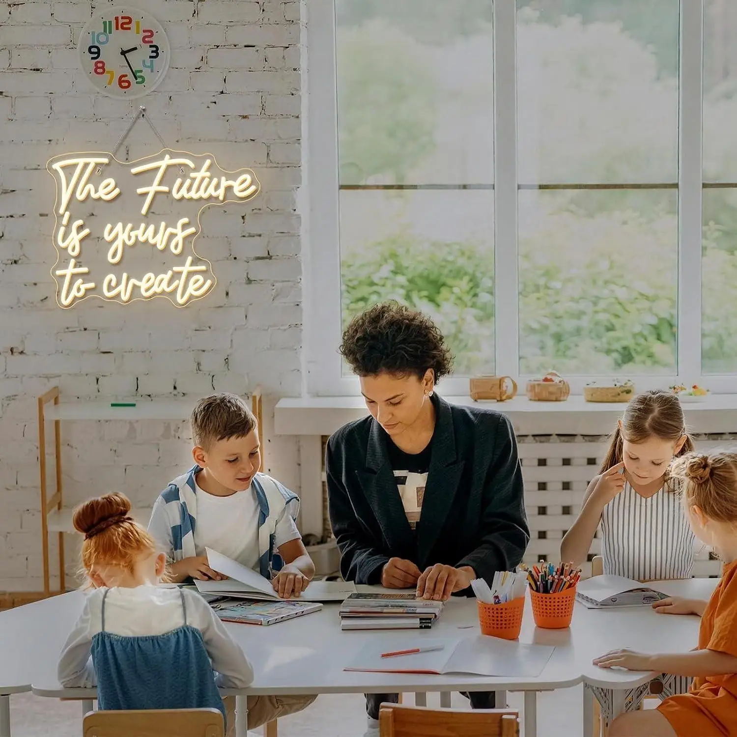 The Future Is Yours To Create Neon Sign USB Dimmable LED Light for Classroom Bedroom Office Kids Room Wall Art Decoration Gift
