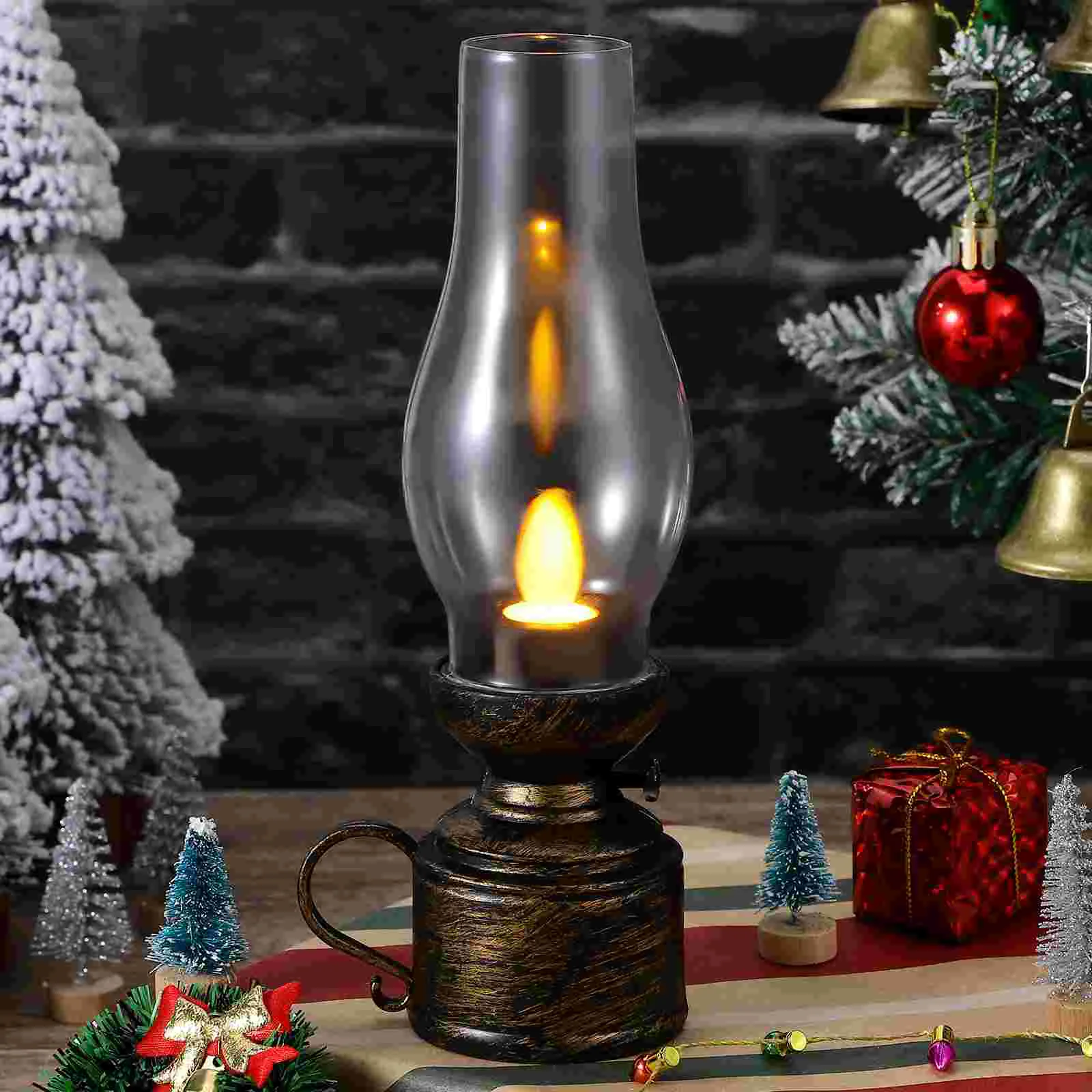 Electronic Kerosene Lamp Lanterns LED Oil Artificial Plastic Pp Flameless Retro