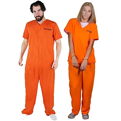 Costume de Cosplay PrishbHalloween pour Homme et Femme, Ensemble de 2 Pièces, Prison Orange