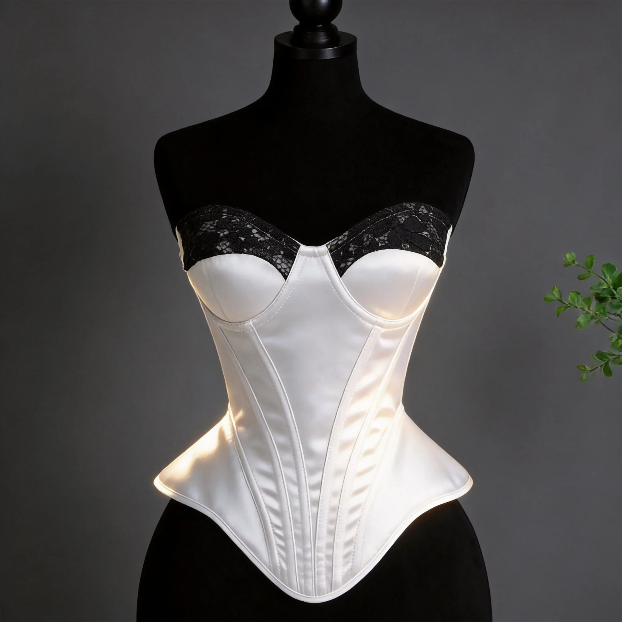 Women Luxury Satin Strapless Overbust Bustier With Cups Lace up Steel Boned Wedding Stage Party Costume