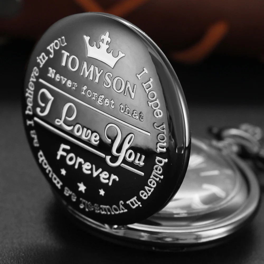 To My Son Love You Quartz Pocket Watch Exquisite Necklace Pendant Fob Chain Vintage Steam Punk Pocket Watch Son Gift CF1273