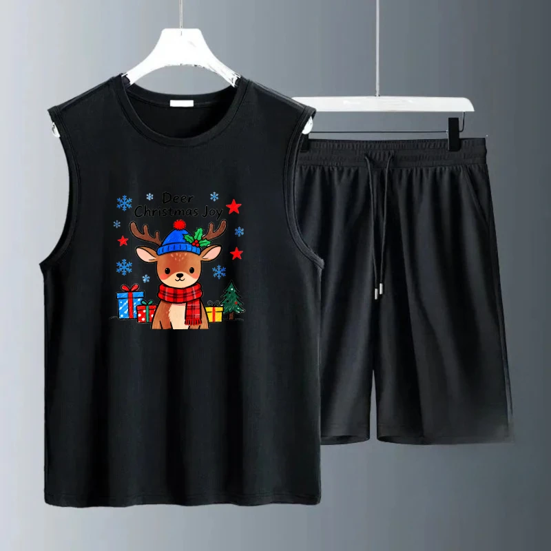 الرجال تانك الأعلى مجموعات تنفس Summe الرجال الثريات الرجال البلوز مجموعة قصيرة الأكمام + السراويل البوليستر ملابس عصرية مجموعة