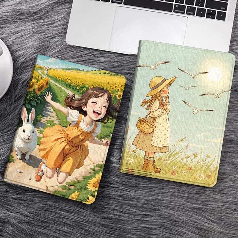 

Cartoon Cute Girl Art For Huawei MediaPad T5 T10s M6 M5Lite SE Honor Tab 5 6 7 V7 V8 X8a X9a Pro Soft Tablet Case Gift