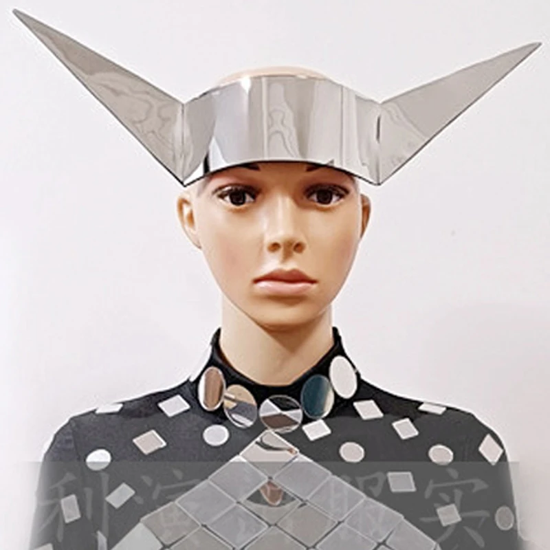 Kobiety Mężczyźni Srebrne Nakrycia Głowy Seksowne Stroje do Tańca Gogo Klub Nocny Bar Występ Sceniczny Akcesoria do Ubrań Pasujące XS10476