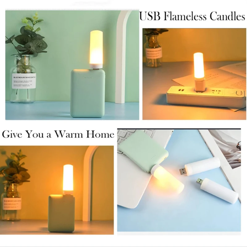 USB 5V LED Simulated Flame Light Dynamic Candle Effect Atmosphere Light for Power Bank Camping Portable Flame Atmosphere Lamp