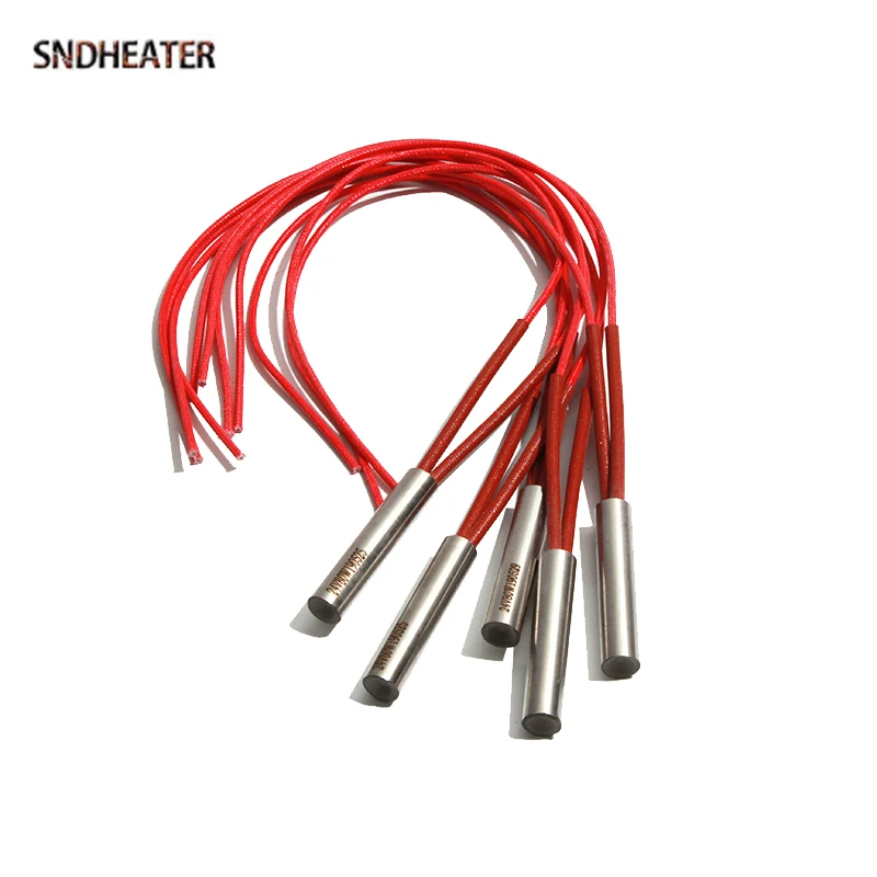 SNDHEATER 6mm 110V/220V Cartridge Mould Casting Heating Rod 201SS 50/60/70W Miniature Electric Heater Element 38-48mm Red Wire