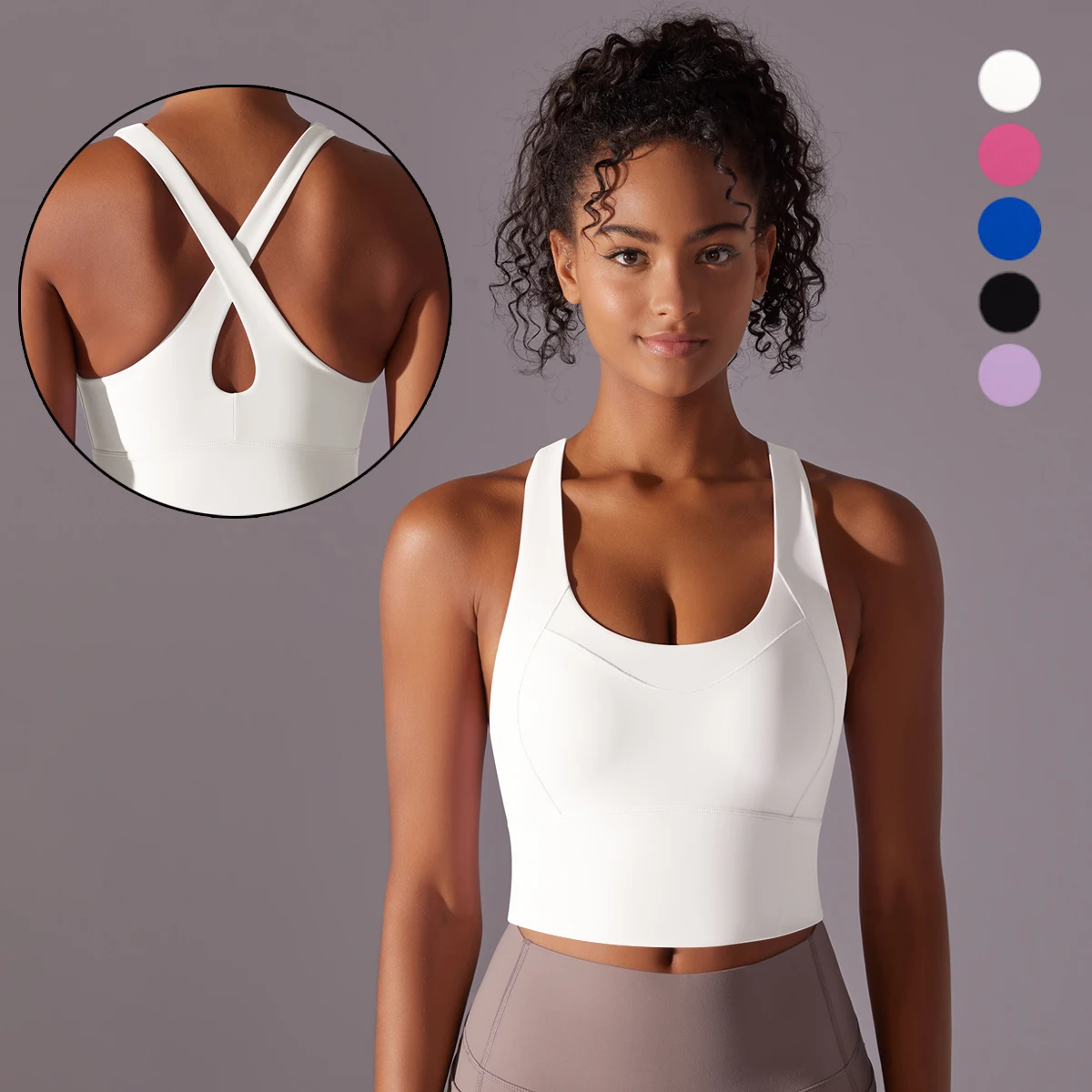 Sports Yoga Cross Bra for Woman Sexy Backless Shockproof Workout Top Summer Gym Running Workout Solid Color Seamless Yoga Bra