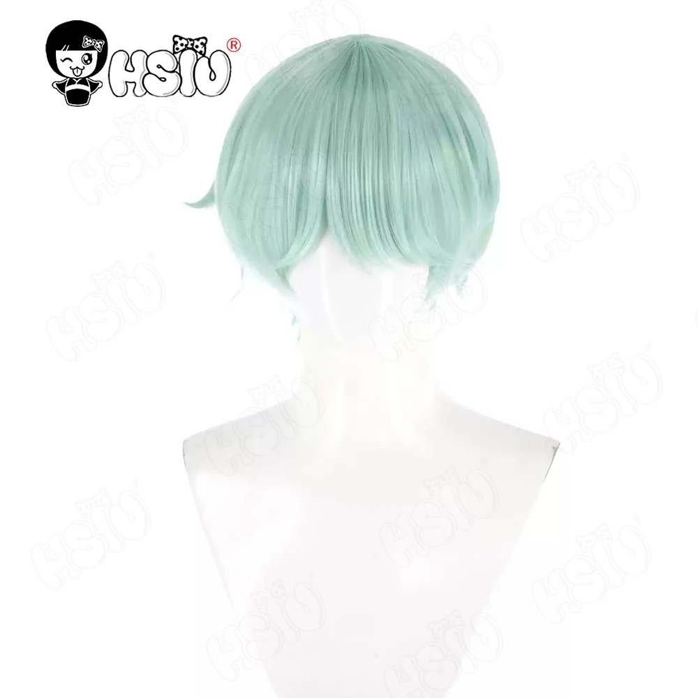 วิกคอสเพลย์ Saja Boys HSIU 30 ซม. สีเขียวมิ้นต์ ผมสั้น วิกผมสังเคราะห์+หมวกวิก อนิเมะ K-Pop Demon Hunters Saja Boys Cosplay