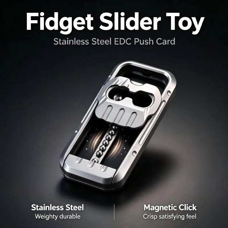 EDC Push Card Fidget Slider Stainless Steel Stress Relief Ball Bearing slider Hand Fidget Toy Adults Anxiety relief Pocket Gift