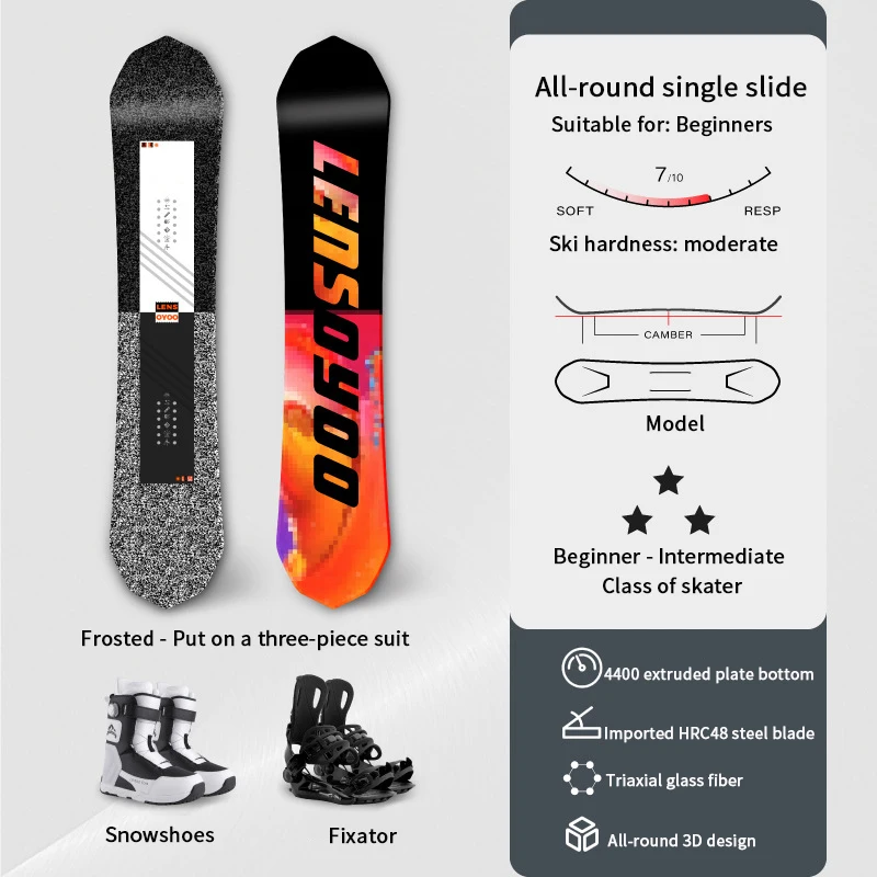 Customizable All-around Board Plane-cut Skateboard Strength Glass Fibre Snowboard Three-piece Set