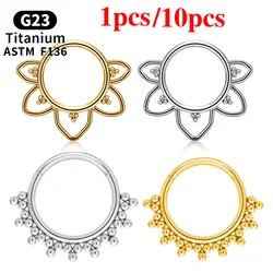 G23 Titanium Piercing Septum Nose Ring Diaphragm Hinge Section Ball Cartilage Clicker Tragus Daith Helix Earrings Body Jewelry