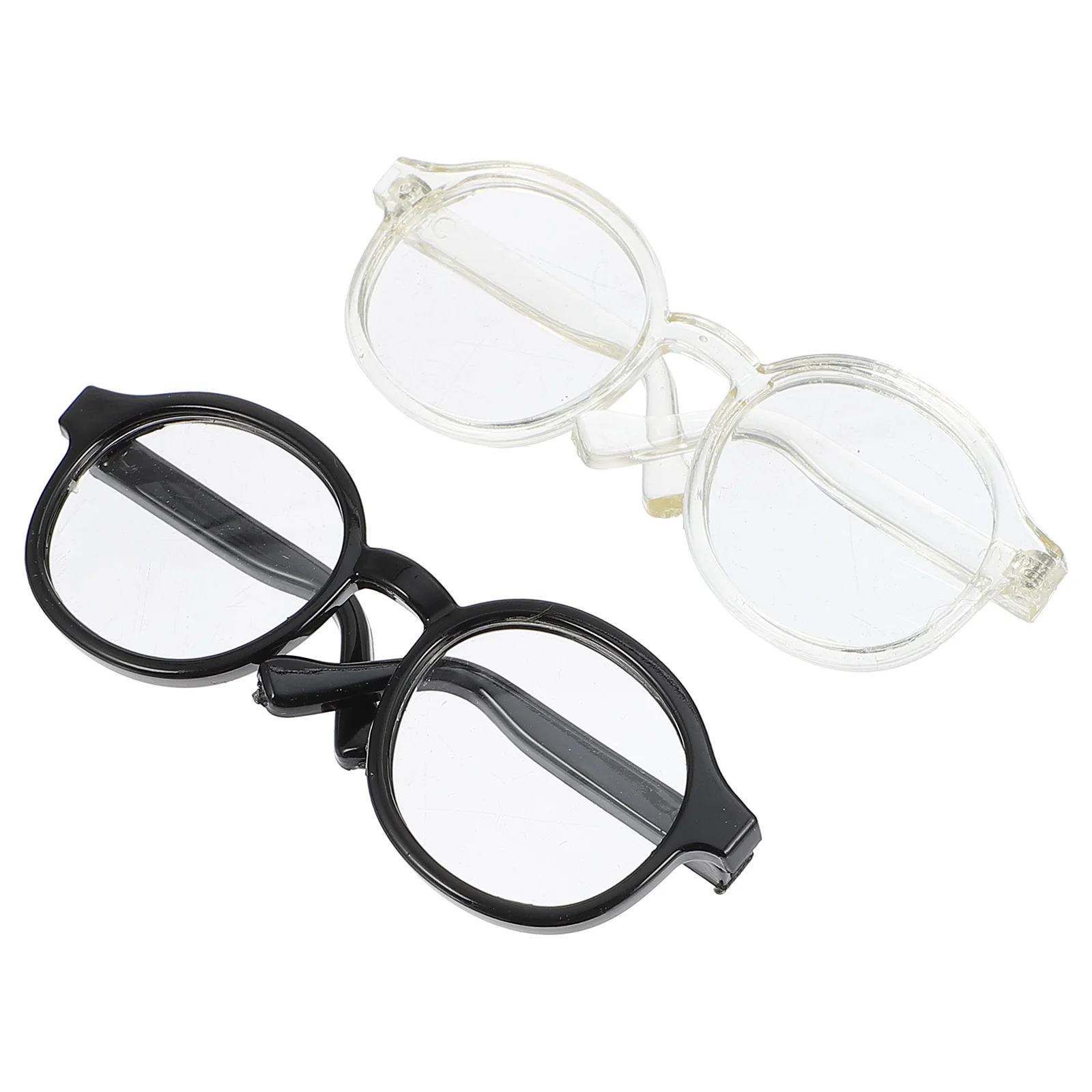 

2 Pcs Glasses Accessories Eye Mini Dressing Props Dolls Costume Eyeglasses