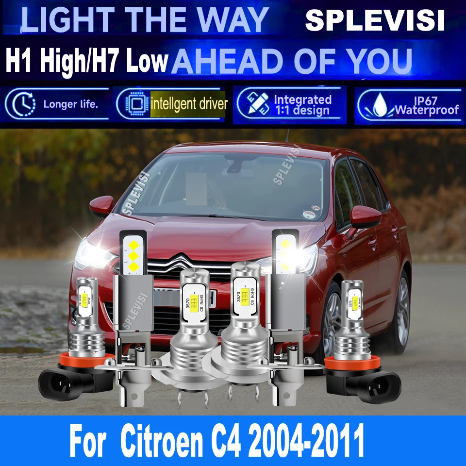 

H1 H7 711 светодиодные белые фары противотуманные фары - надежное исполнение погоды для Citroen C4 2004 2005 2006 2007 2008 2009 2010 2011