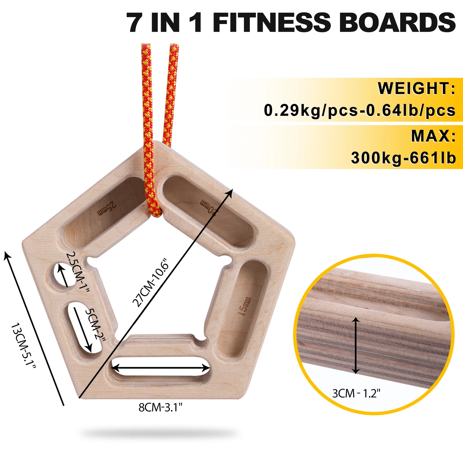 Hangboard Rock Climbing Fingerboard for Strengthener for Pull-up Grip Arm Training Indoor and Outdoor Double-Sided