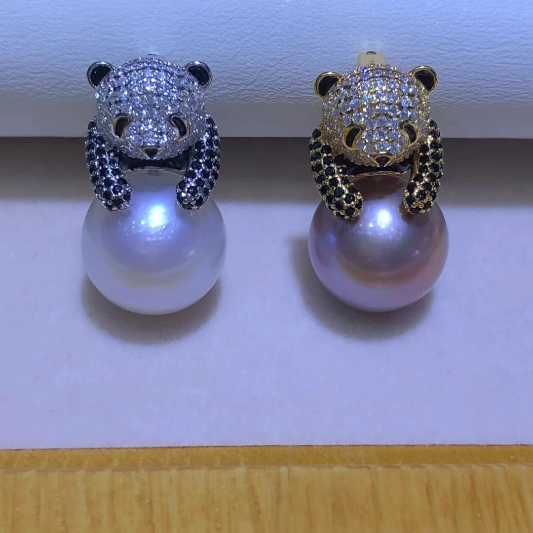 Panda Shape 925 Sterling Silver Pendant Mount Base Mountings Findings Parts Fittings Accessories for 12-13mm Pearls Beads