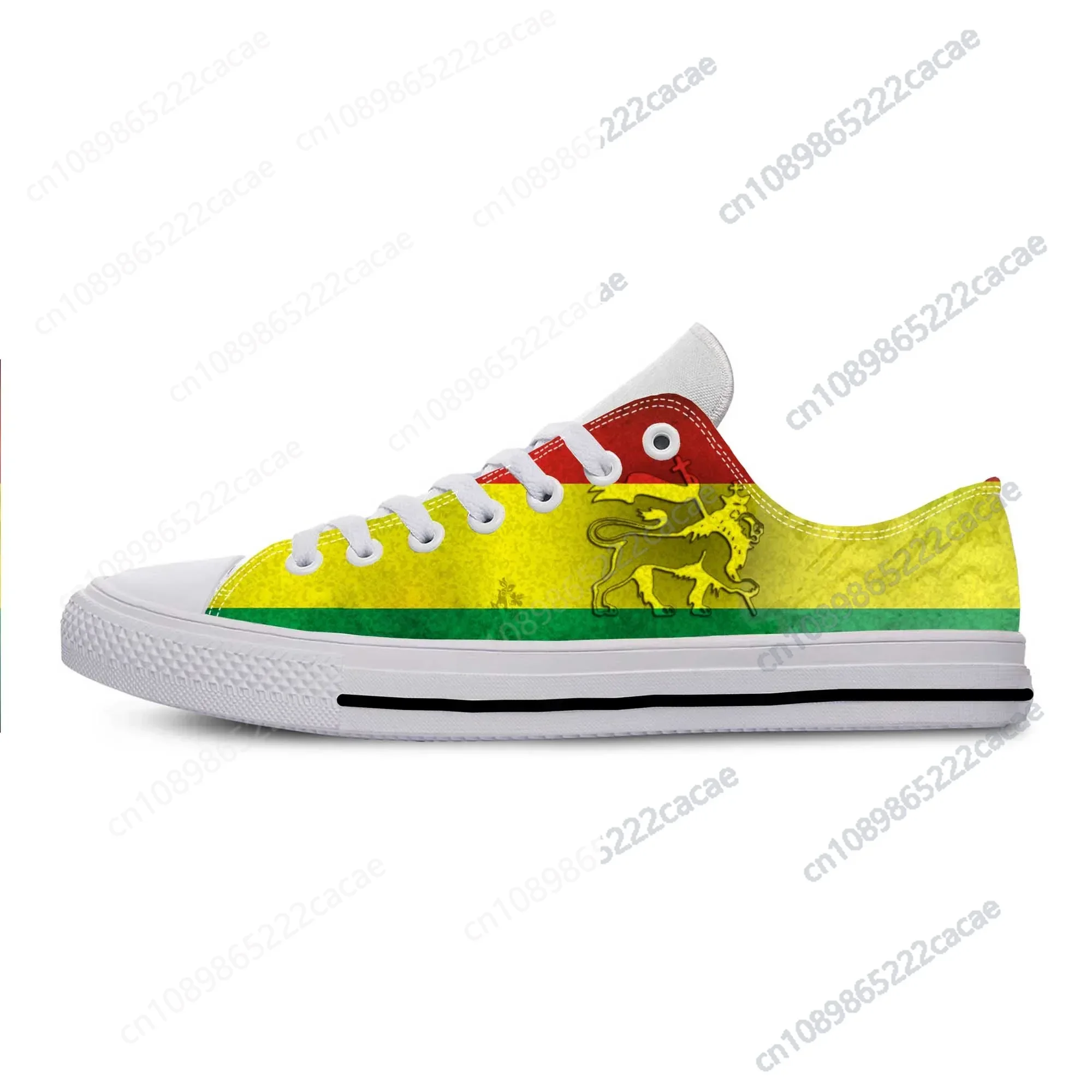 

Ethiopia Ethiopian Flag Lion of Judah Rastafarian Casual Cloth Shoes Low Top Comfortable Breathable 3D Print Men Women Sneakers