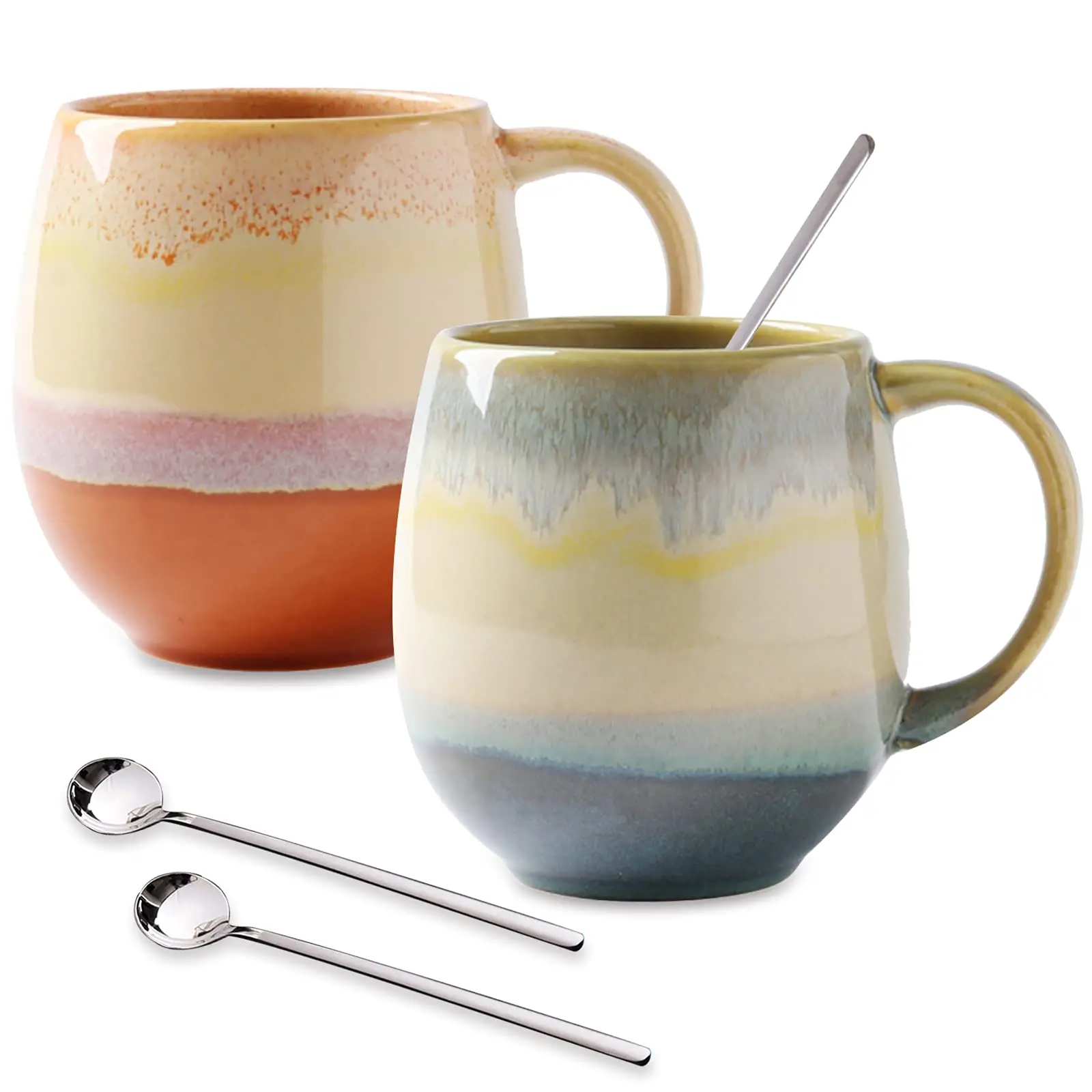 Simple Gradient Color Mug Office Ceramic Coffee Milk Handle Mug Embossed Couple Drinking Oats Cup Water juice Teacup