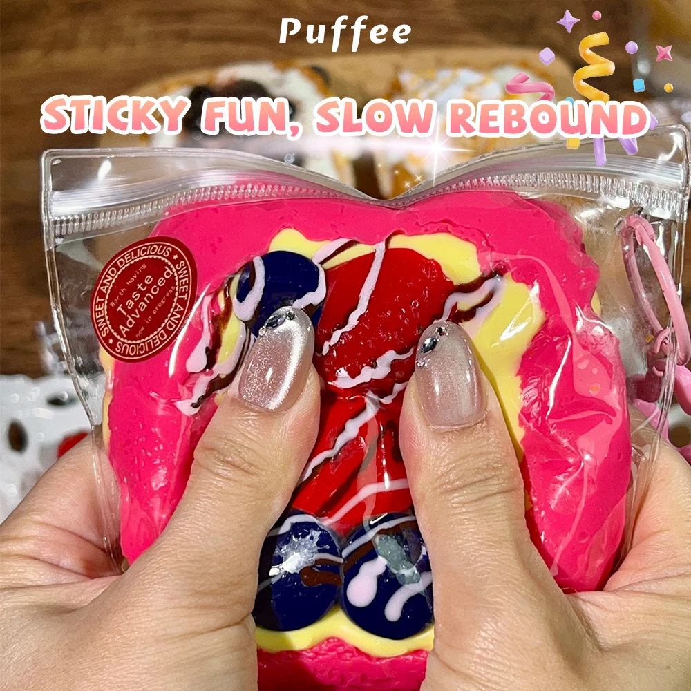 Strawberry Cheese Toast Food-grade Silicone Squishy Toy, Handmade Taba Squishy, Creamy Soft Adhesive Slow Rebound Squeeze Toy