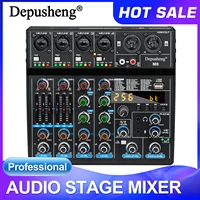 Consola mezcladora de sonido de 6 canales Depusheng M6, Bluetooth, USB, ordenador de grabación, 48V, retardo de energía fantasma, efecto repetido, mezclador de Audio