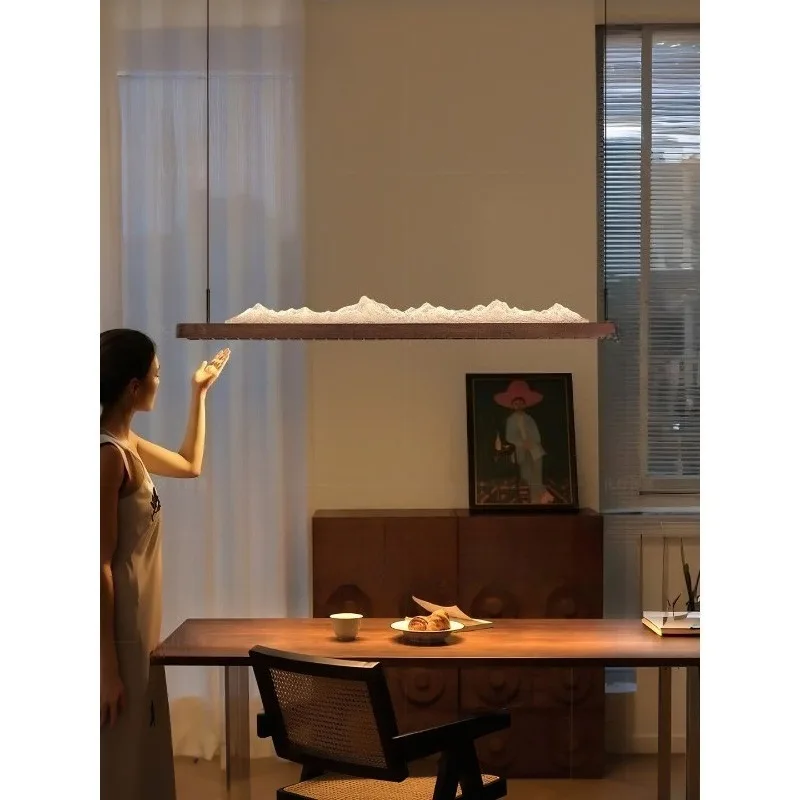 Advanced dining table dining room lamp, Song's aesthetic tea table long one-word chandelier