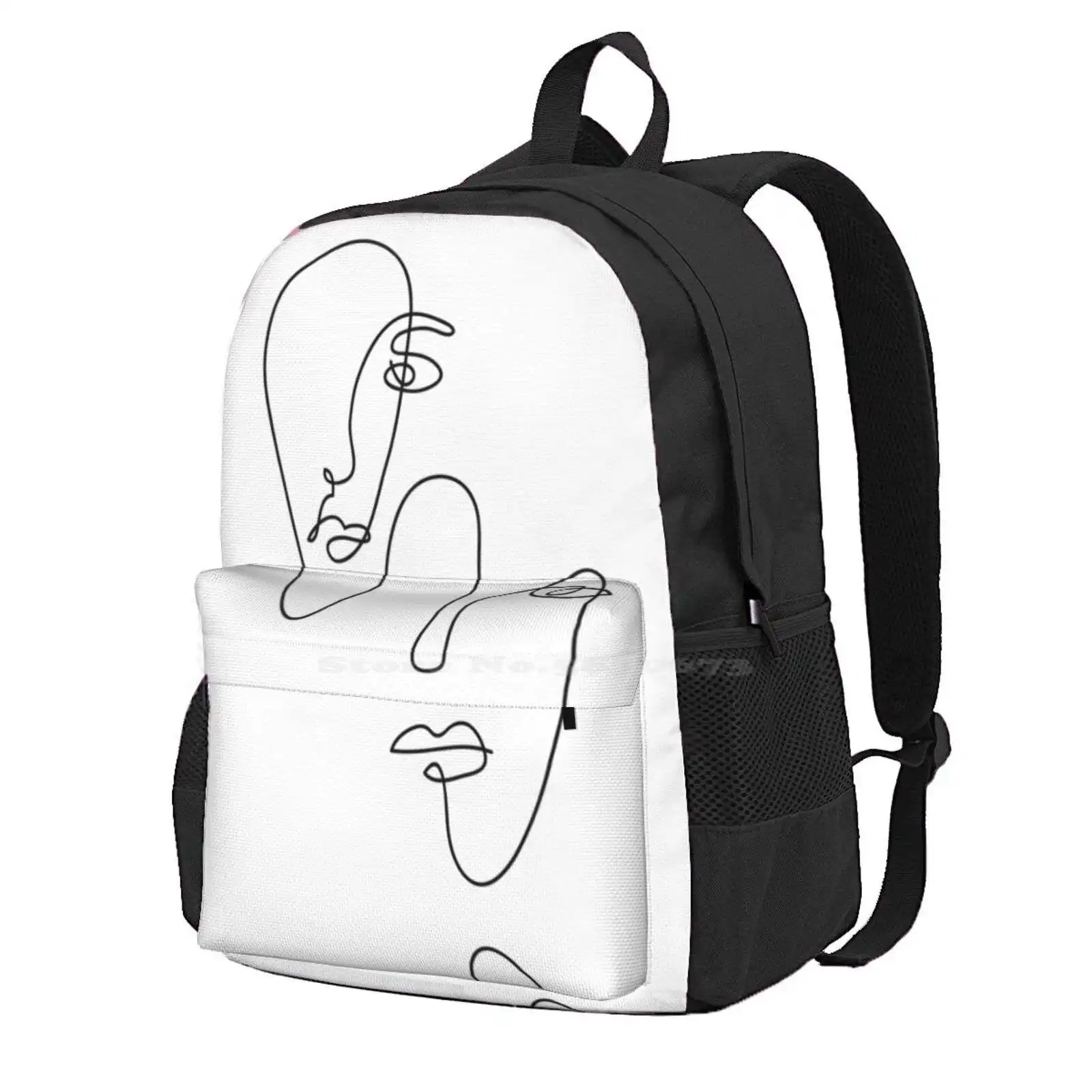 Abstract Faces Hot Sale Schoolbag Backpack Fashion Bags One Line Drawing One Line Art Minimal Line Art Face Drawing Abstract