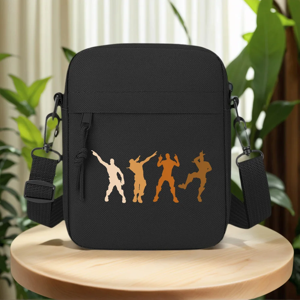 People dancing silhouettes different poses Men Crossbody Bag Single Shoulder Women Cartoon Anime Film Printing Design Unisex