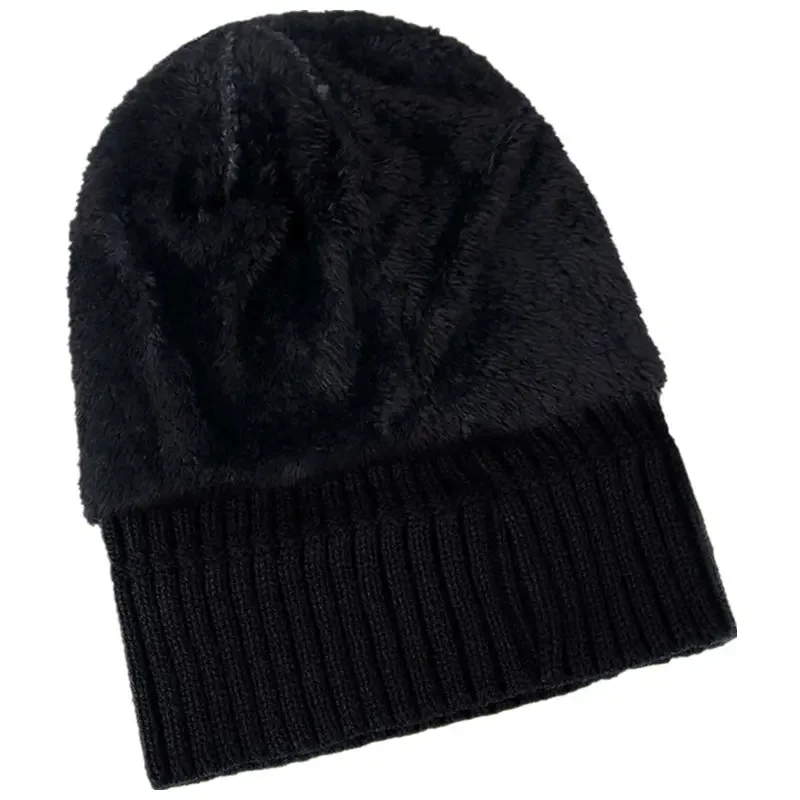 Neue warme Unisex-Wintermützen, stilvolle, mit Plüschfell gefütterte Beanie-Mütze, dicke Strickmützen für Männer und Frauen, lässige Mützen
