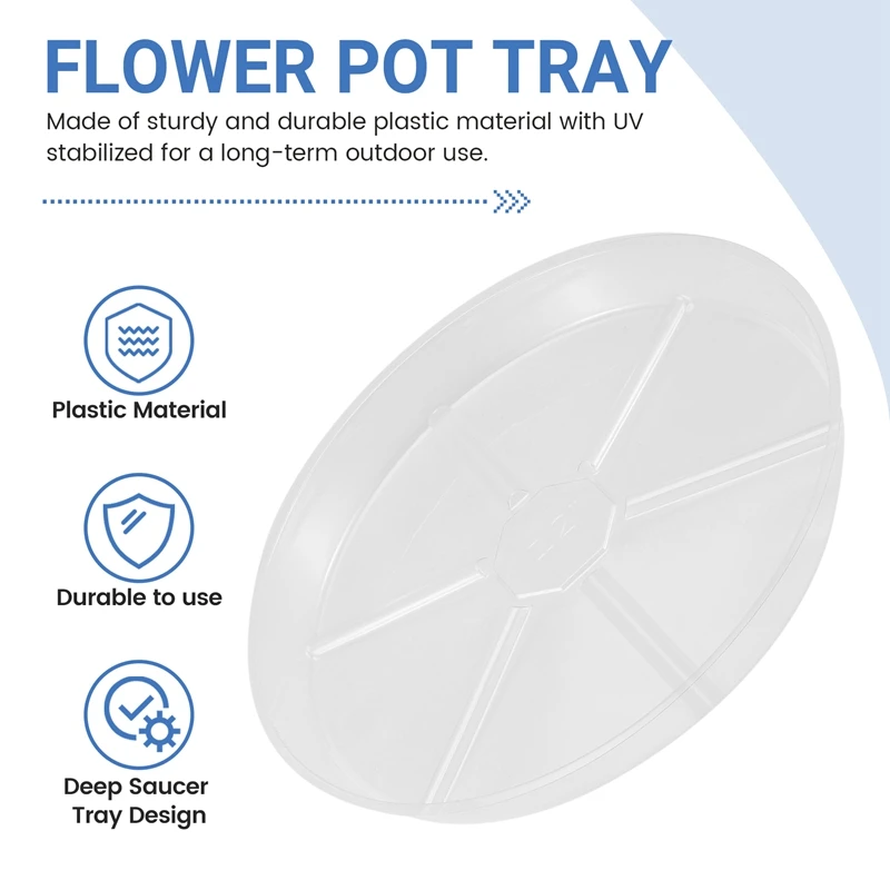 4 Pack Clear Plant Saucer 12 Inch Plastic Plant Saucers Thicker Plant Tray Flower Pot for Indoor Outdoor Garden
