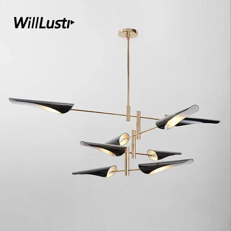 Modern Rotary Iron Pendant Lamp Airplane Suspension Light Hotel Restaurant Living Room Lounge Hall Hanging Ceiling Chandelier