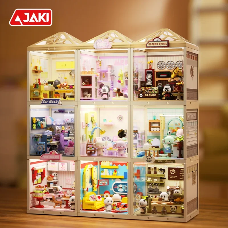 Mini Supper Town Building Blocks Playing House Streetscape Desktop Decoration Puzzle Assembling Model Toy Birthday Gifts for Kid