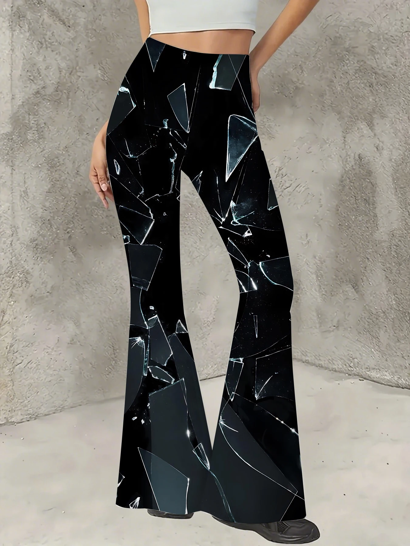 

Women's All-Over Print Flared Leggings Stretchy High Waist Bell Bottom Pants