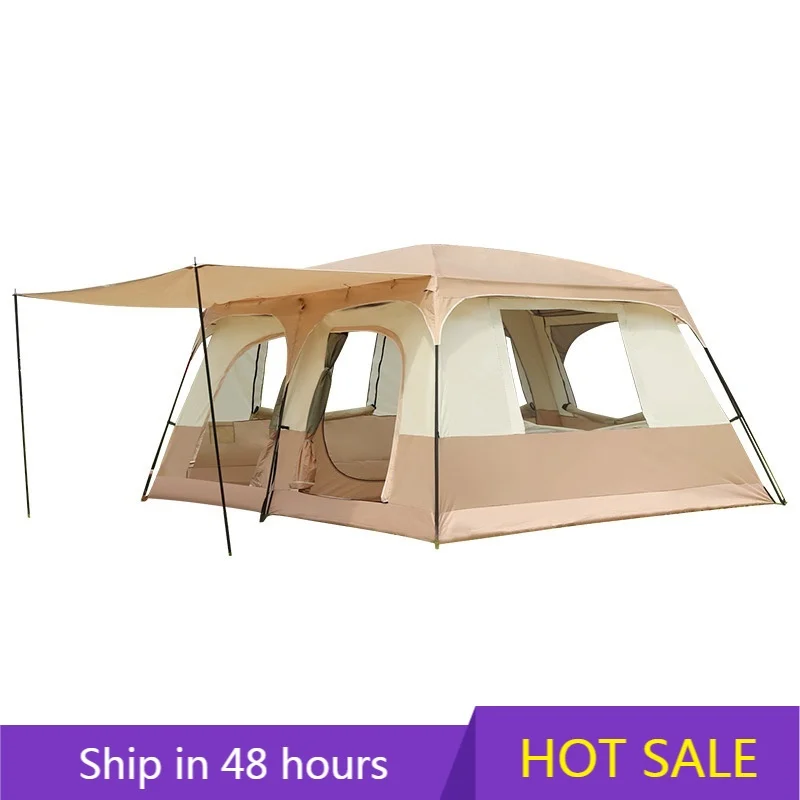 

Outdoor Travel Two Rooms One Hall Big Tent Oxford Fabric for Camping 6-8 or 8-12 People 6-8/8-12 Person Outdoor Camping Tent