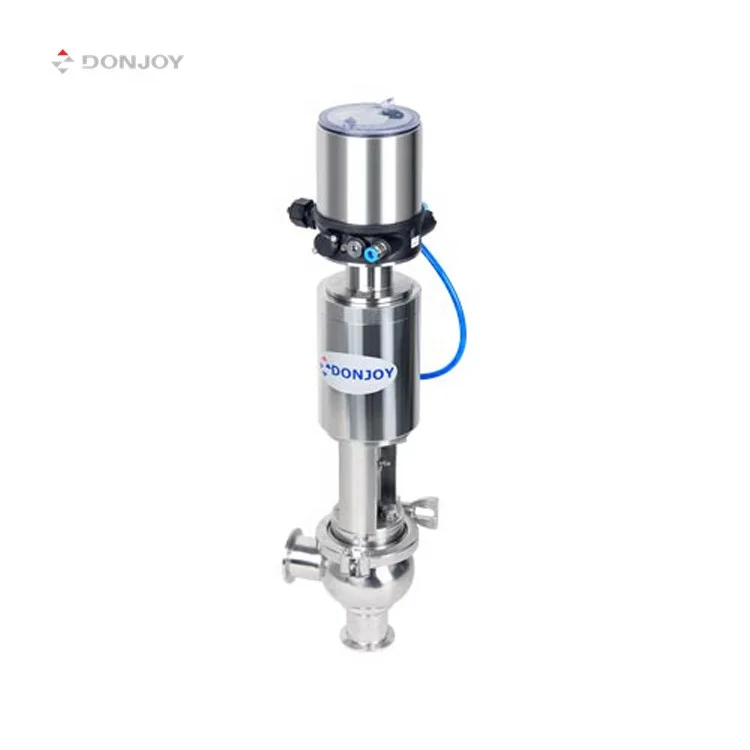 sanitary  stainless steel single seat valve dairy food 3 way diverter valve  flow control valve  with positioner