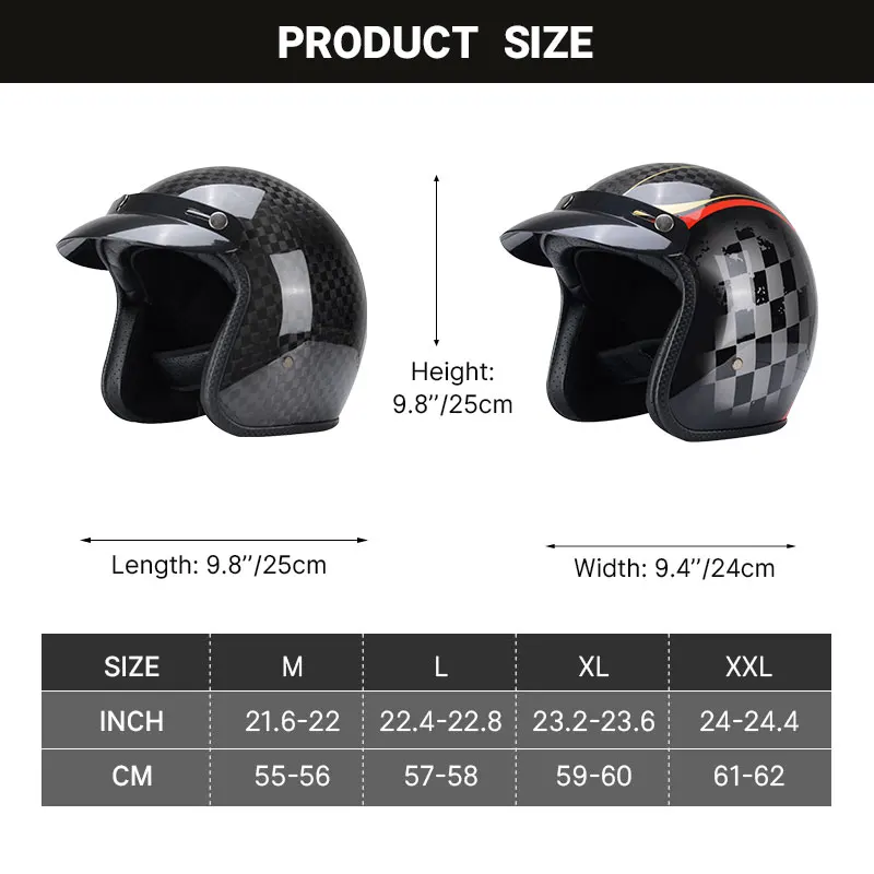 Motorcycle Retro Helmets Casco Moto Motocross Helmet Road Helmet Race Motorbike Men Riding Half Face Safety Cap with Goggles