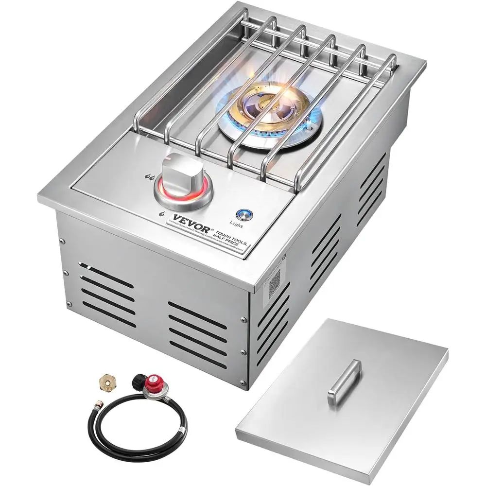 

Газовая боковая горелка из нержавеющей стали мощностью 17 000 BTU, работающая на сжиженном газе, с возможностью переоборудования на природный газ, для уличных кухонь и зон для барбекю