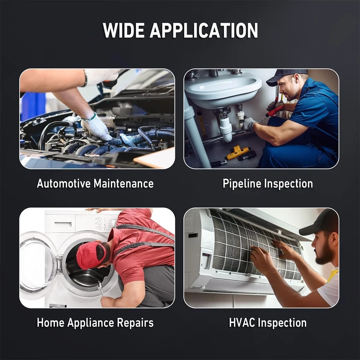 Ralcam 6.2mm Endoscopic Camera, 360° Rotatable, 4.3" HD 720P, Lightweight Inspection Camera with 6 LED Lights, IP67 Waterproof