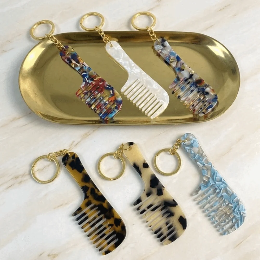 Cute Small Comb Keychain Portable Colorful Pocket Detangling Brush Versatile Simple Hairbrush Backpack Pendant Travel Essentials