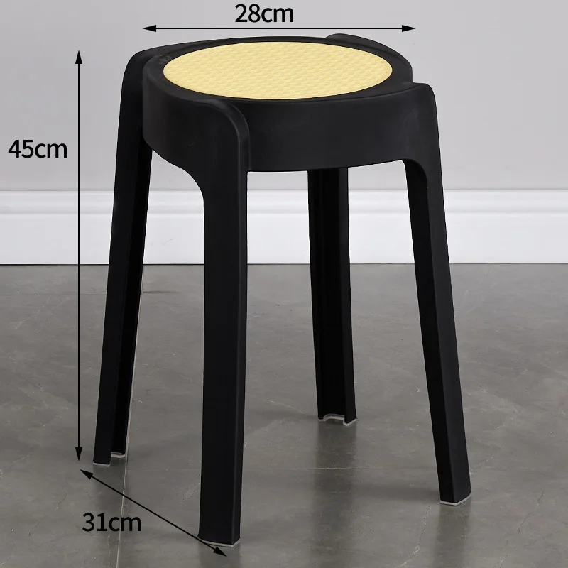 

05115 Simple plastic stool imitation rattan surface stackable round stool fashionable chair home dining table windmill stool