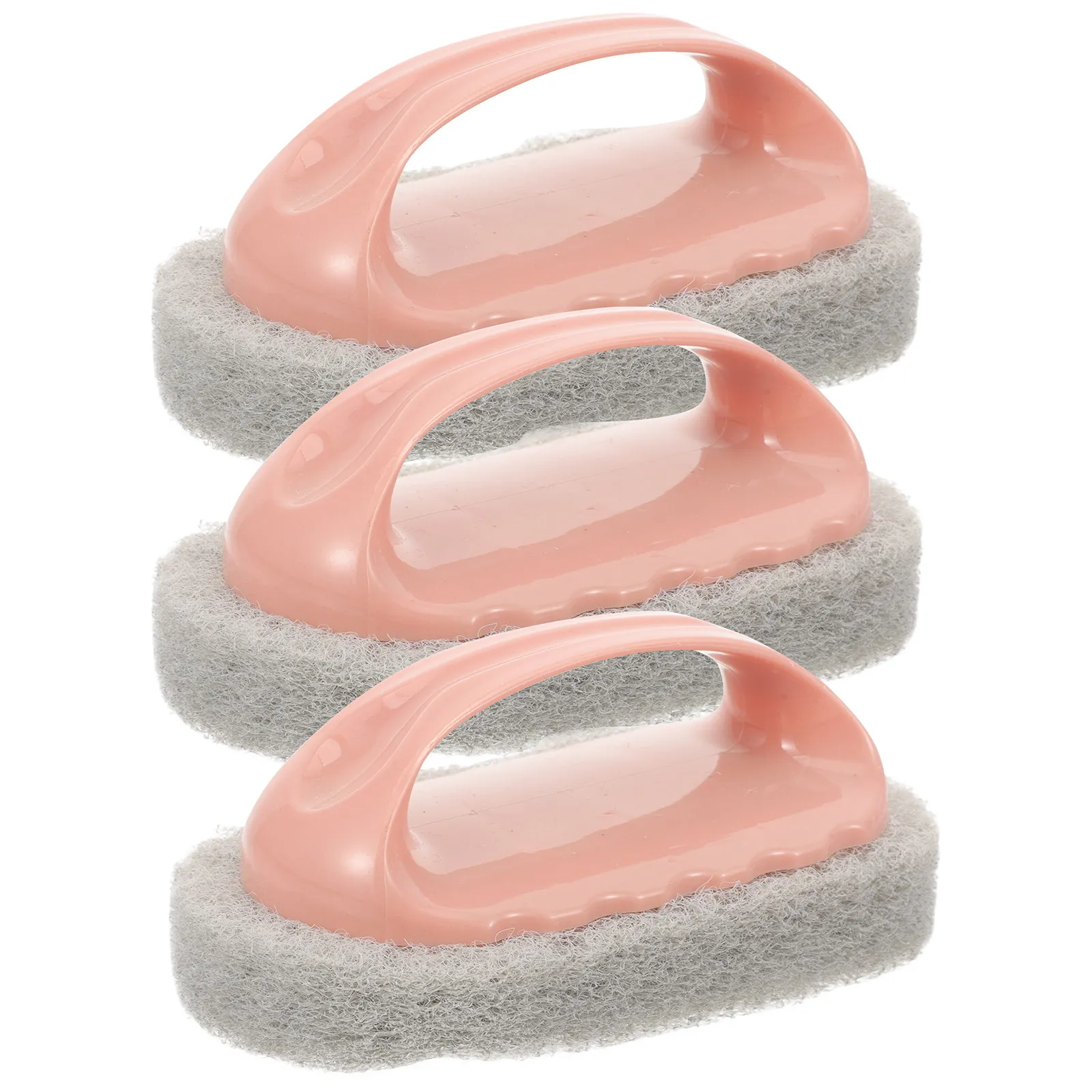 3Pcs Kitchen Cleaning Brush Sturdy Handle Plastic Scouring Pad Lightweight Household Brush for Cleaning Tiles Pots