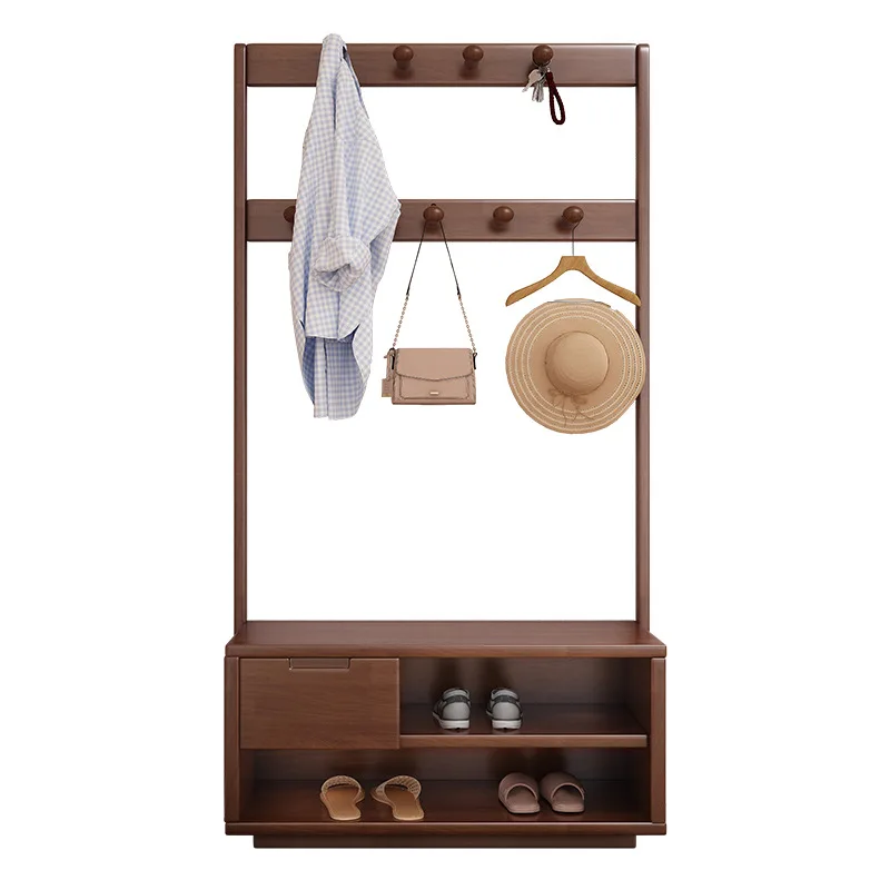 

Coat rack floor-to-ceiling solid wood bedroom hanger Nordic ins living room walnut clothes new Chinese style simple and modern