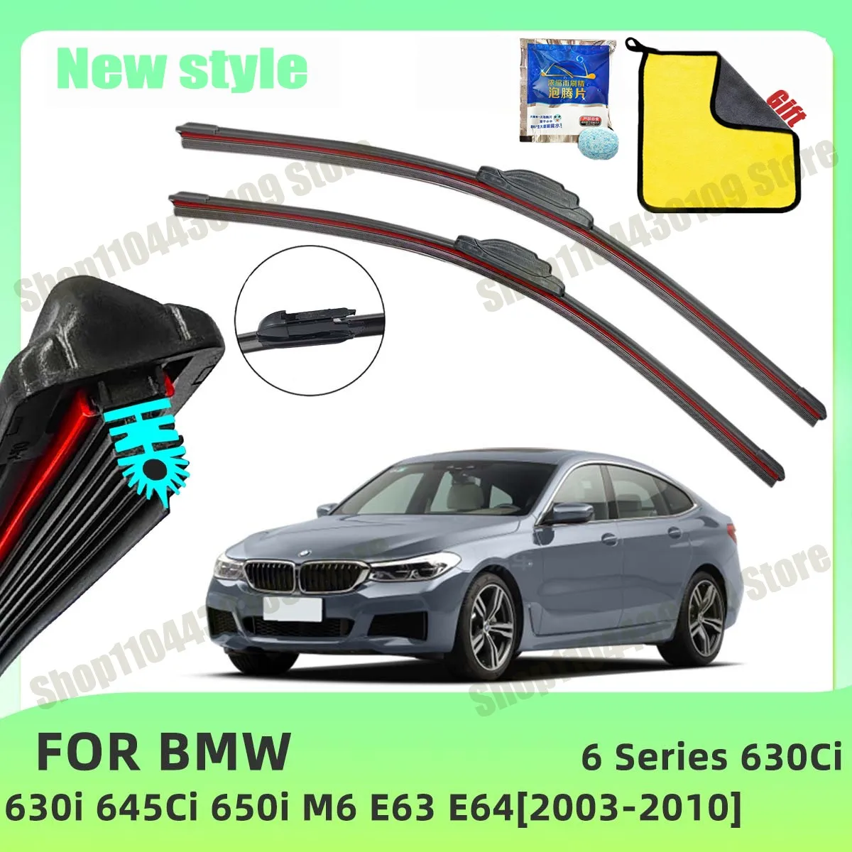 

Car Wiper For BMW 6 Series 630Ci 630i 645Ci 650i M6 E63 E64 2003-2010 Front Windscreen Wipers Double Rubber Car Wiper Blades Car