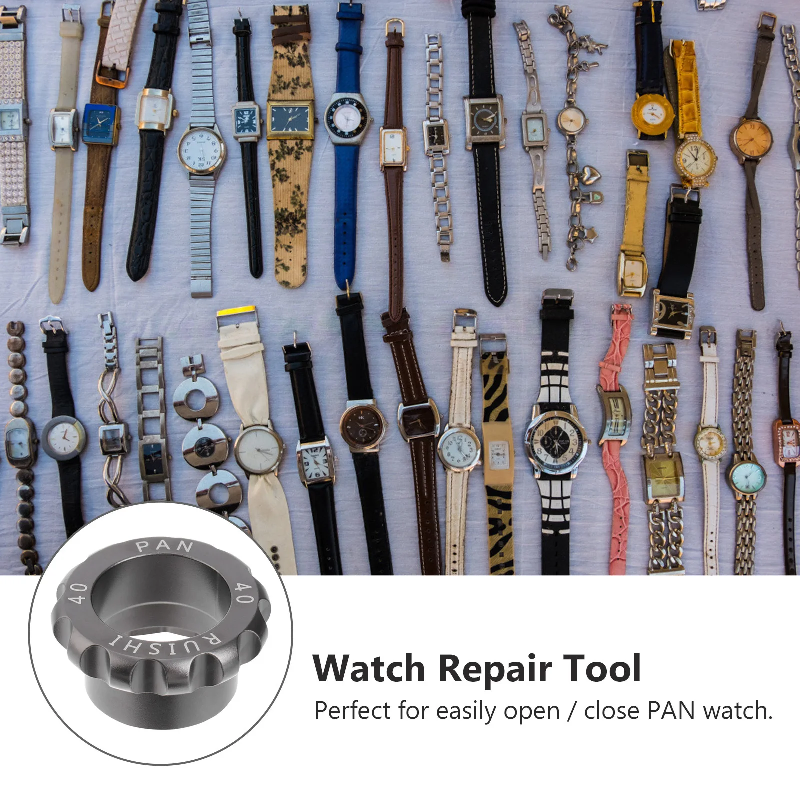 

40mm Pan Watch Back Case Opener Adjustable Professional Watch Repair Maintenance Tool Compact Easy Carry Pan Table Opener