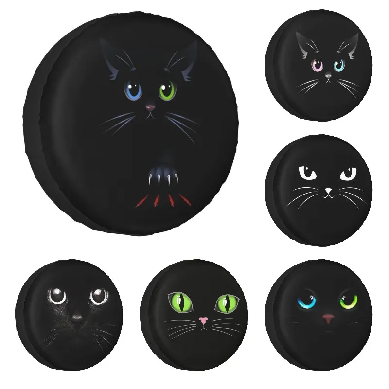 Black Cat Kitten Spare Wheel Tire Cover for Prado Pajero Wrangler Cartoon Jeep RV SUV Camper Vehicle Accessories 14\