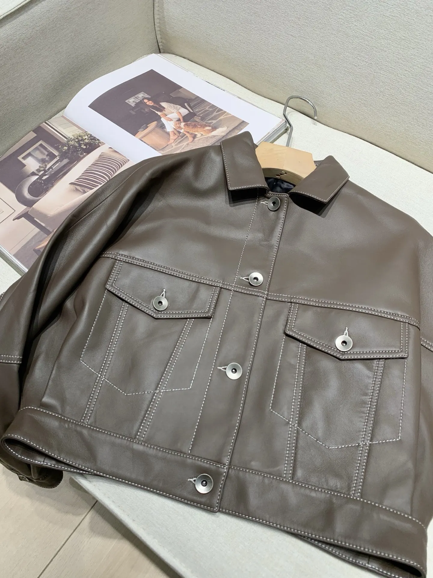 High Quality Women's Sheepskin Jacket Turn-down Collar Single Breasted Long Sleeve Fashion Ladies Coat view 6
