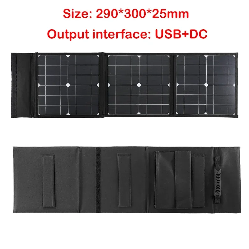 Portable Foldable Solar Panel 18V 100W DC+USB Fast Charge Solar Battery Charger Power Bank for Phone Camping Van RV Outdoor