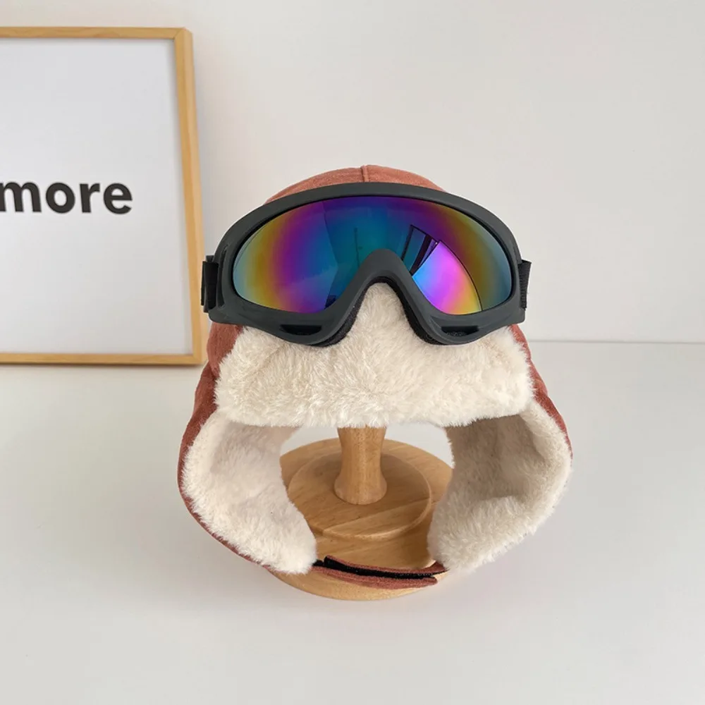 

Теплая лыжная шапка с героями мультфильмов и очками, мягкие шапки для защиты ушей, наушники, утолщенная шапка пилота, уличная одежда